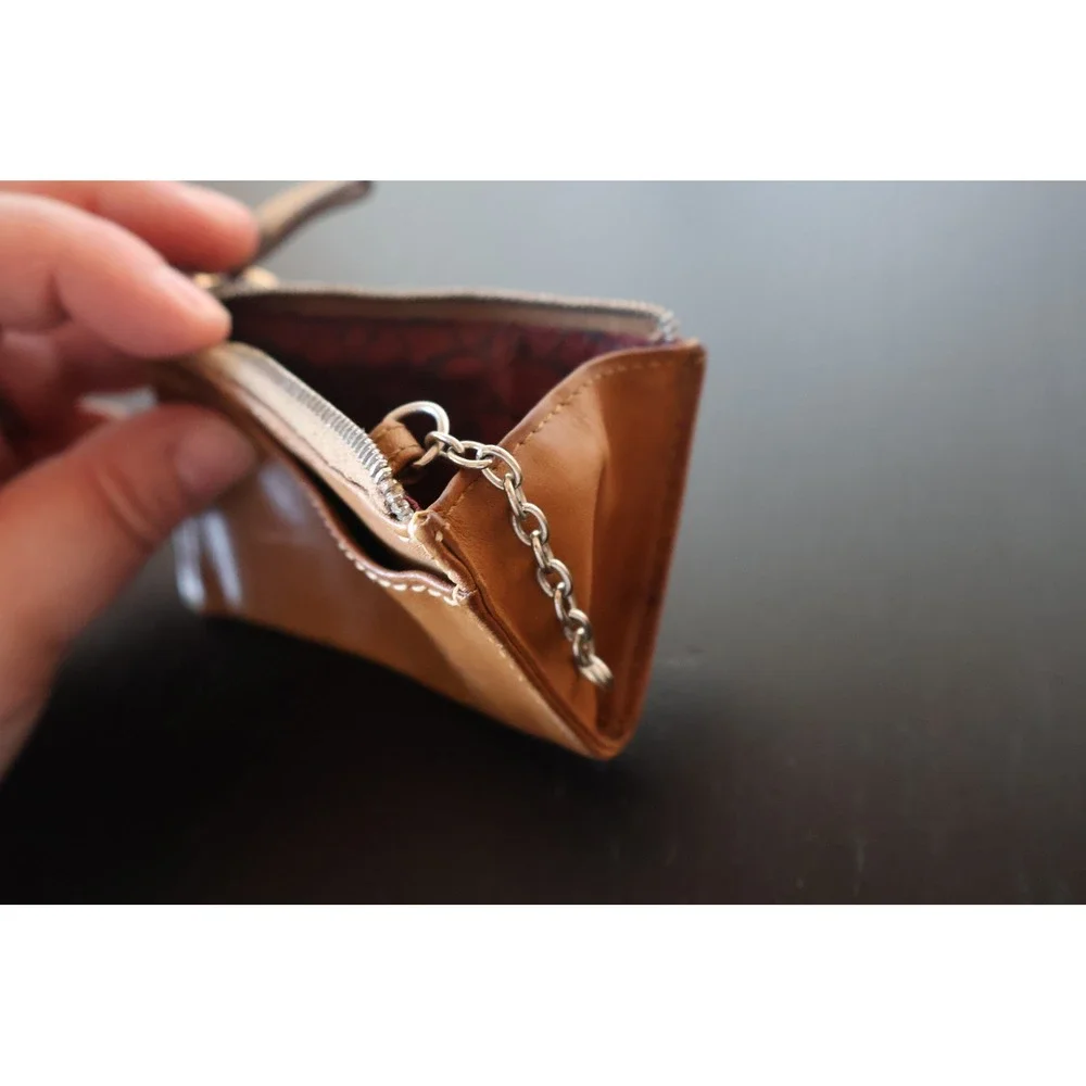 Vintage Coach Soho Mini Coin Purse Tan Leather Keychain Wallet Y2K